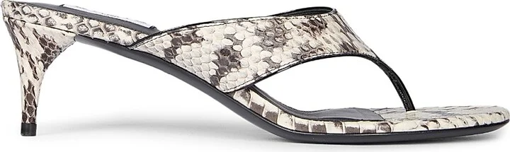 Women's 55MM Slip-On Embossed Leather Sandals - Blanc Noir - Size 6