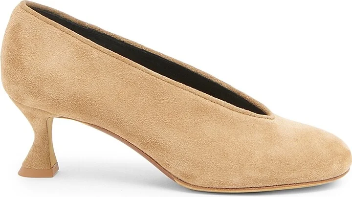 Women's 55MM Suede Duck-Heel Pumps - Beige - Size 6