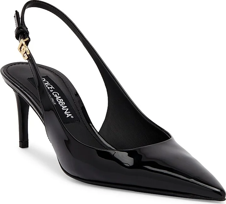 Women's 60MM Leather Slingback Pumps - Nero - Size 6 - Image 2
