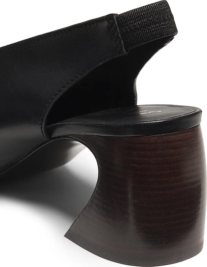 Women's 65MM Leather Open-Toe Slingback Mules - Black - Size 6 - Image 3