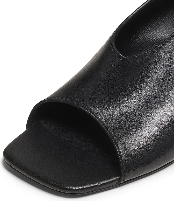 Women's 65MM Leather Open-Toe Slingback Mules - Black - Size 6 - Image 5
