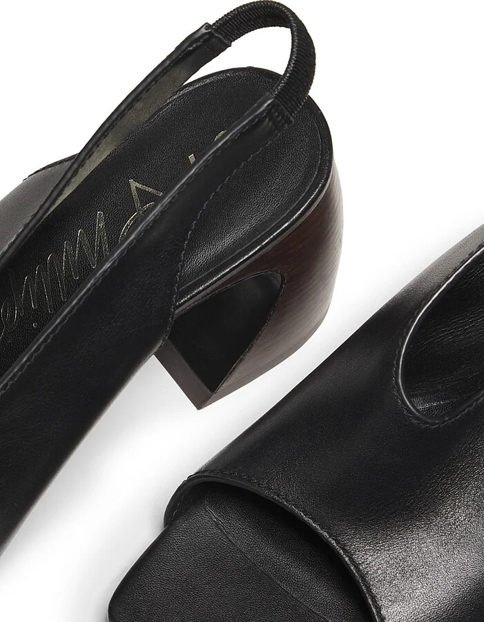 Women's 65MM Leather Open-Toe Slingback Mules - Black - Size 6 - Image 6