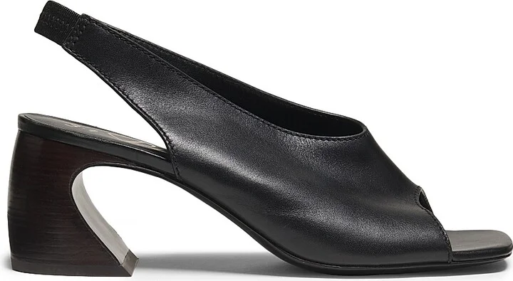 Women's 65MM Leather Open-Toe Slingback Mules - Black - Size 6