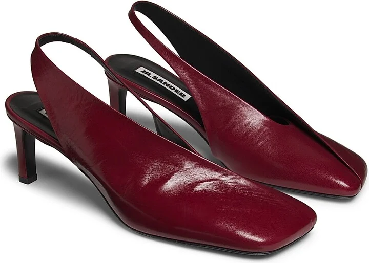 Women's 65MM Leather Slingback Pumps - Chili Red - Size 6 - Image 2