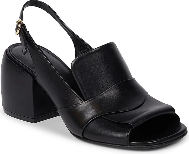Women's 65MM Leather Slingback Sandals - Black - Size 6 - Image 2