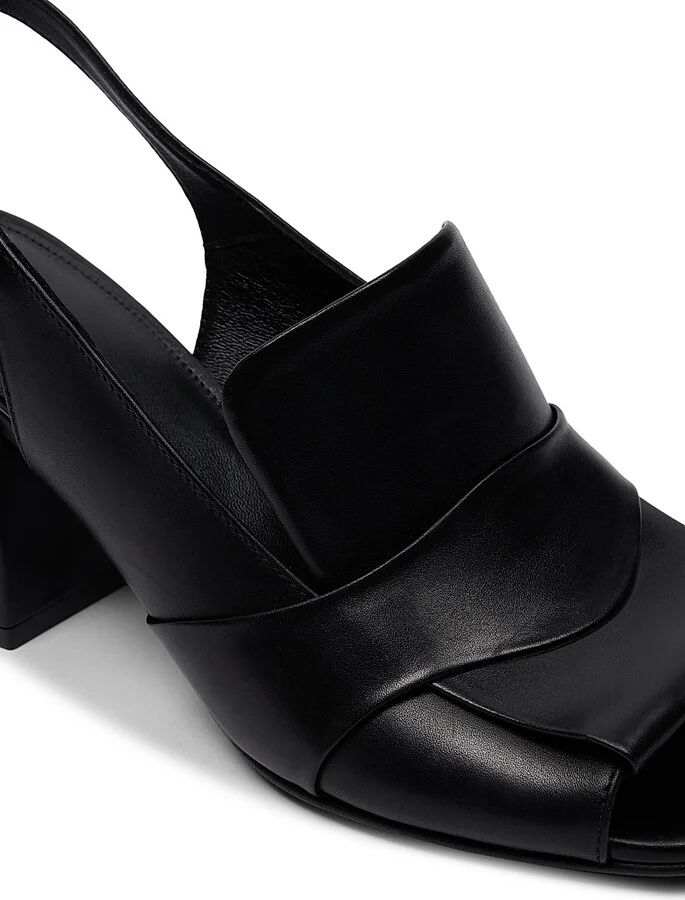 Women's 65MM Leather Slingback Sandals - Black - Size 6 - Image 6