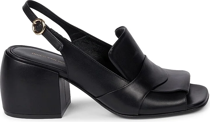 Women's 65MM Leather Slingback Sandals - Black - Size 6