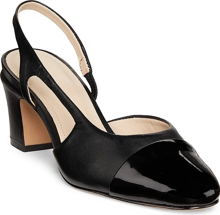 Women's 65MM Metallic Cap-Toe Slingback Pumps - Black - Size 5 - Image 2