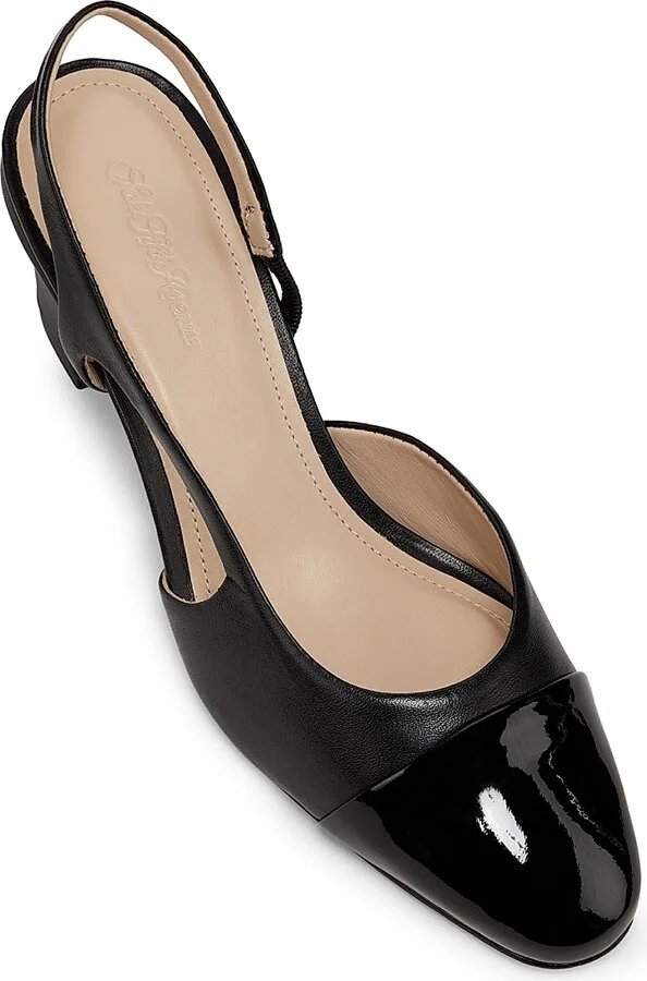 Women's 65MM Metallic Cap-Toe Slingback Pumps - Black - Size 5 - Image 4