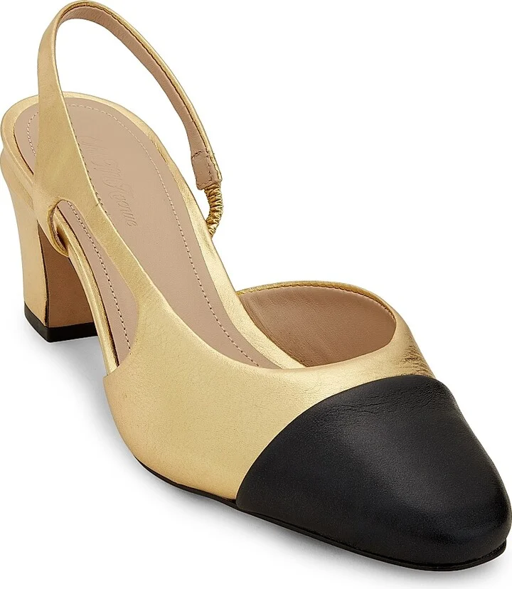 Women's 65MM Metallic Cap-Toe Slingback Pumps - Black - Size 5 - Image 6