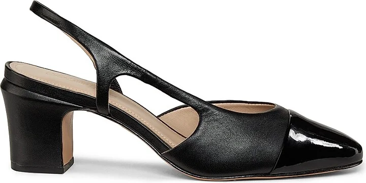 Women's 65MM Metallic Cap-Toe Slingback Pumps - Black - Size 5