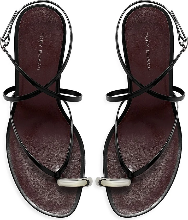 Women's 65MM Patent Leather Sandals - Perfect Black Silver - Size 5.5 - Image 3