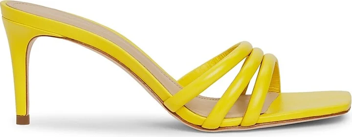 Women's 70MM Leather Mules - Bright Yellow - Size 6.5