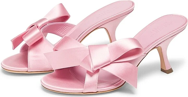 Women's 75MM Bow-Detailed Satin Sandals - Pink - Size 6.5 - Image 2
