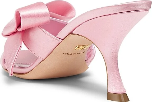 Women's 75MM Bow-Detailed Satin Sandals - Pink - Size 6.5 - Image 3