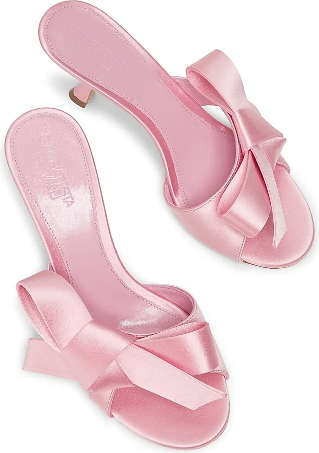 Women's 75MM Bow-Detailed Satin Sandals - Pink - Size 6.5 - Image 4