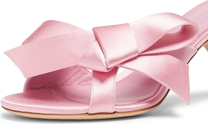 Women's 75MM Bow-Detailed Satin Sandals - Pink - Size 6.5 - Image 5