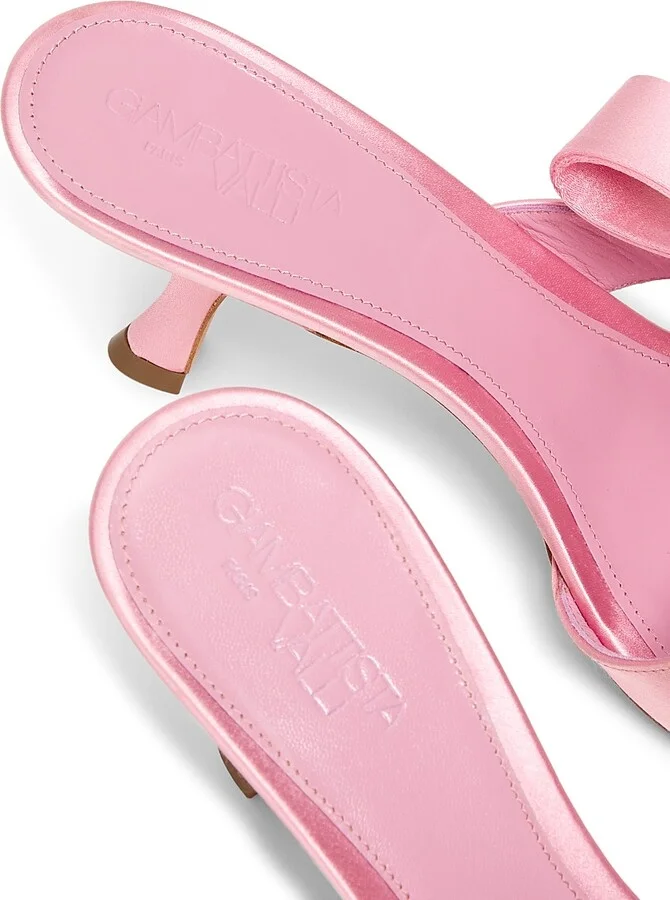 Women's 75MM Bow-Detailed Satin Sandals - Pink - Size 6.5 - Image 6