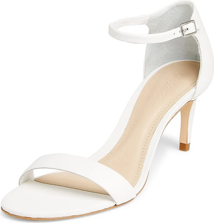 Women's 75MM Leather Ankle-Wrap Sandals - White - Size 5.5 - Image 2