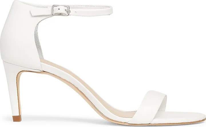 Women's 75MM Leather Ankle-Wrap Sandals - White - Size 5.5