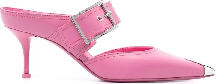 Women's 75Mm Metallic Toe-Cap Detail Mules