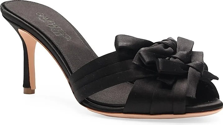 Women's 75MM Satin Slip-On Sandals - Black - Size 6 - Image 2