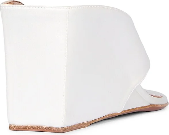 Women's 75MM Satin Wedge Tong Mules - Blanc Optique - Size 9 - Image 3