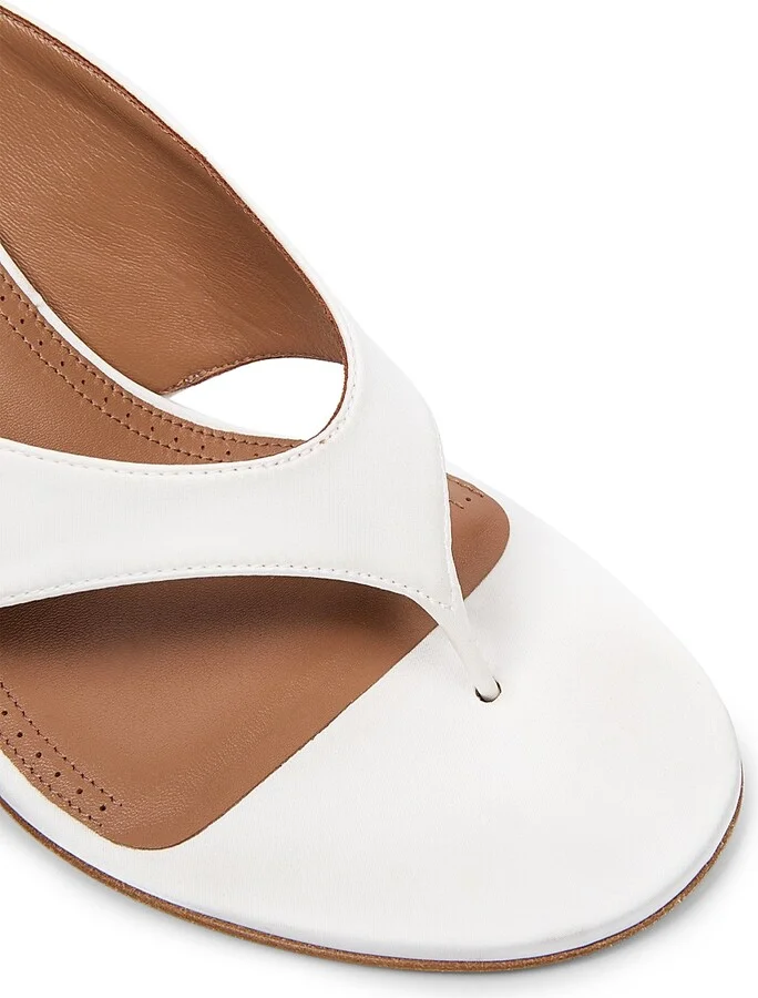 Women's 75MM Satin Wedge Tong Mules - Blanc Optique - Size 9 - Image 5