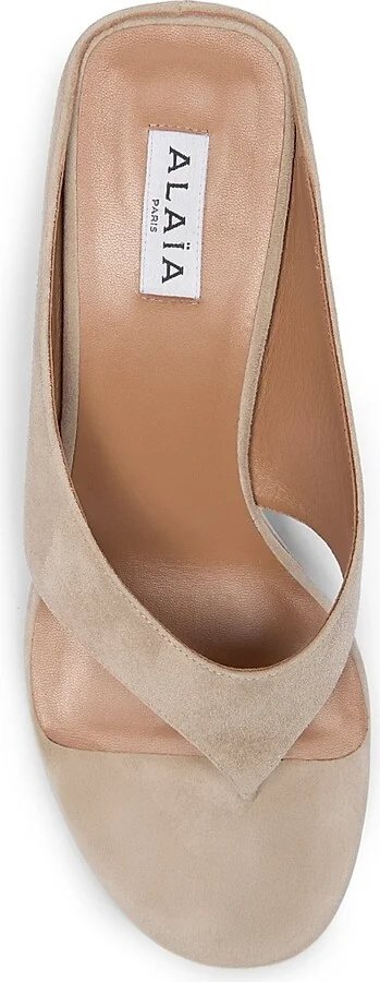Women's 75MM Slip-On Suede Wedge Sandals - Grege - Size 6 - Image 5