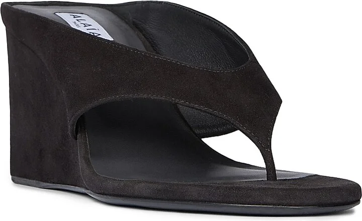 Women's 75MM Slip-On Suede Wedge Sandals - Grege - Size 6 - Image 9