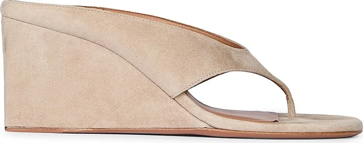 Women's 75MM Slip-On Suede Wedge Sandals - Grege - Size 6