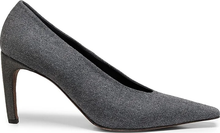 Women's 75MM Virgin Wool Pumps - Mid Grey - Size 6