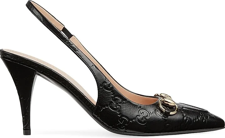 Women's 80MM GG Horsebit Pumps - Black - Size 7