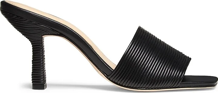 Women's 80MM Leather Mules - Black - Size 7.5