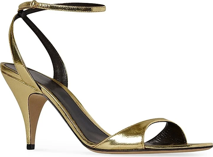 Women's 80MM Metallic Leather Sandals - Gold - Size 9 - Image 2