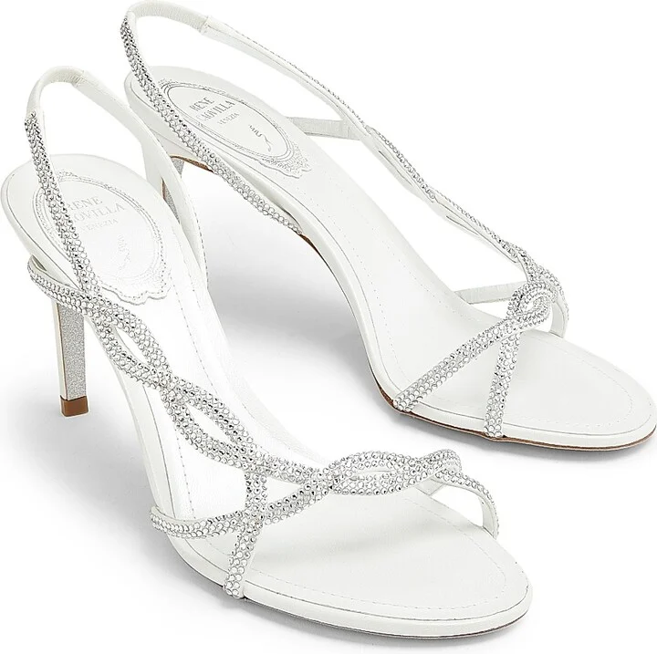 Women's 80MM Satin Strappy Sandals - Ivory Satin - Size 6 - Image 2