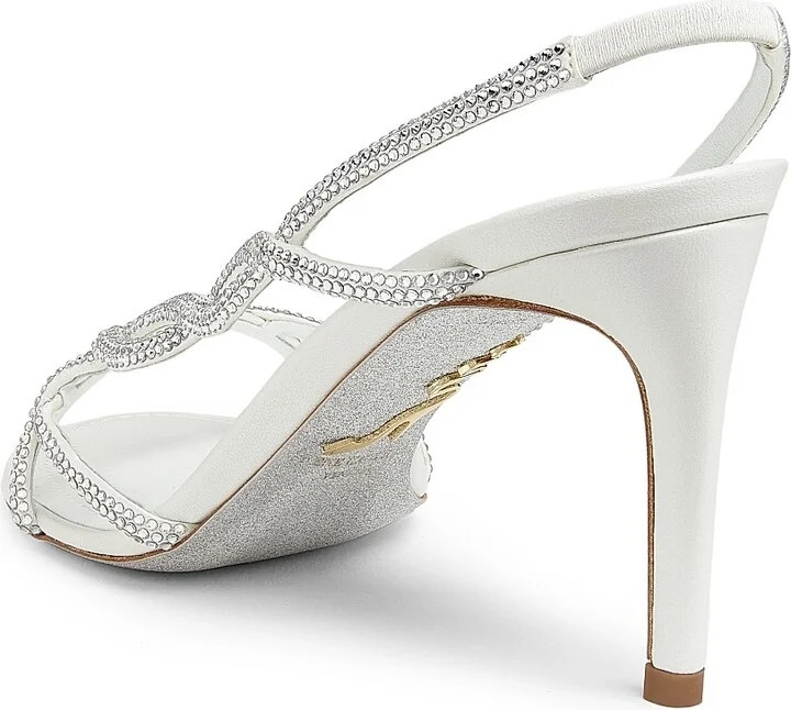 Women's 80MM Satin Strappy Sandals - Ivory Satin - Size 6 - Image 3