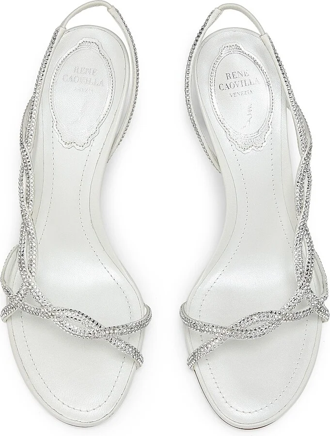Women's 80MM Satin Strappy Sandals - Ivory Satin - Size 6 - Image 4