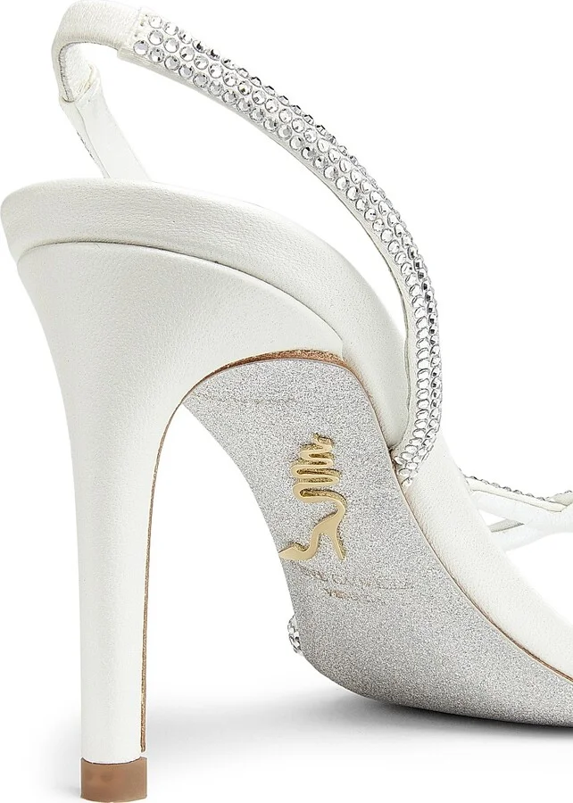 Women's 80MM Satin Strappy Sandals - Ivory Satin - Size 6 - Image 5