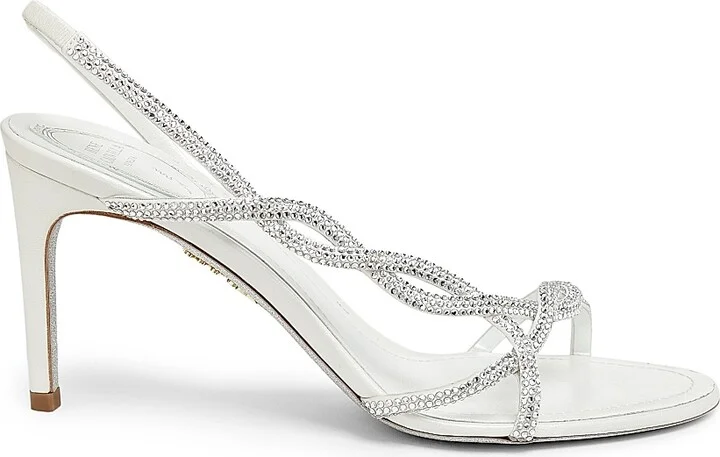 Women's 80MM Satin Strappy Sandals - Ivory Satin - Size 6