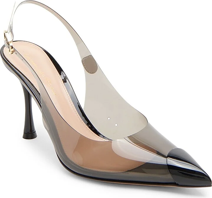 Women's 85MM Cap-Toe Slingback Pumps - Fume Black - Size 6 - Image 2