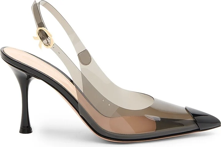 Women's 85MM Cap-Toe Slingback Pumps - Fume Black - Size 6