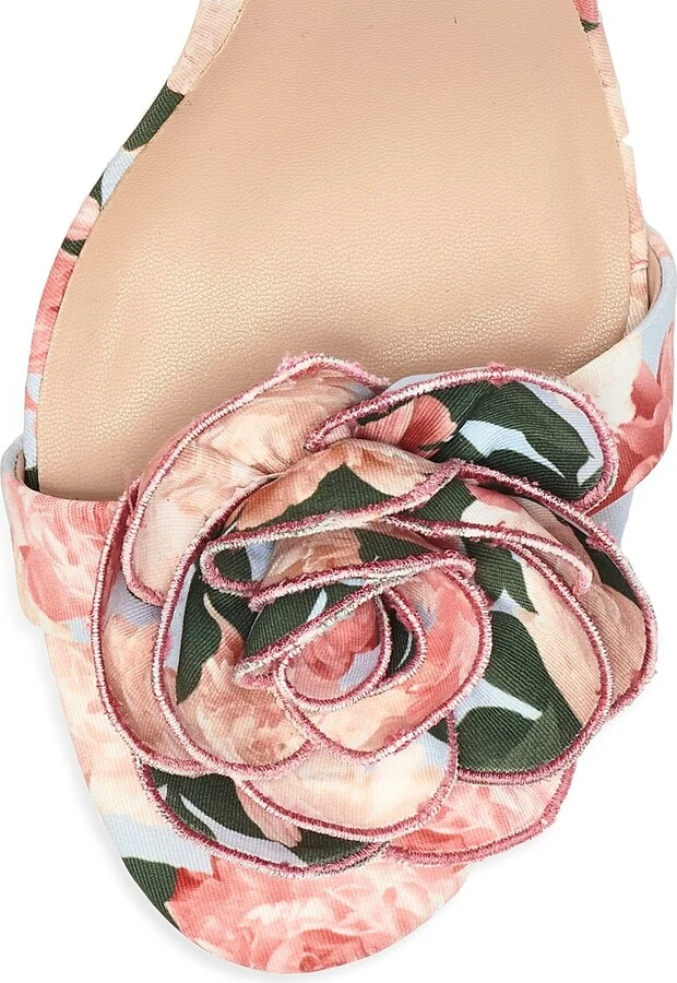 Women's 85MM Chelsea Rose Faille Sandals - Peach Peonies - Size 6 - Image 3
