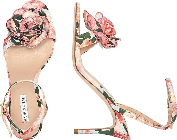 Women's 85MM Chelsea Rose Faille Sandals - Peach Peonies - Size 6 - Image 4