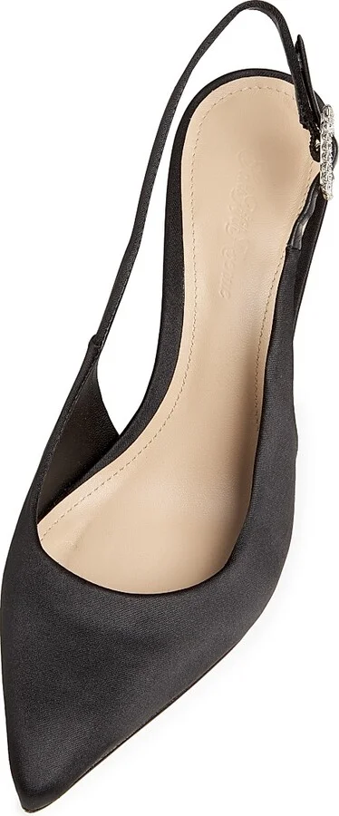 Women's 85MM Crystal-Buckle Satin Slingback Pumps - Black - Size 9.5 - Image 4