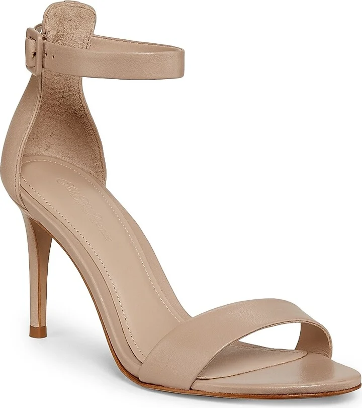 Women's 85MM Leather Ankle-Strap Sandals - Beige - Size 5 - Image 2