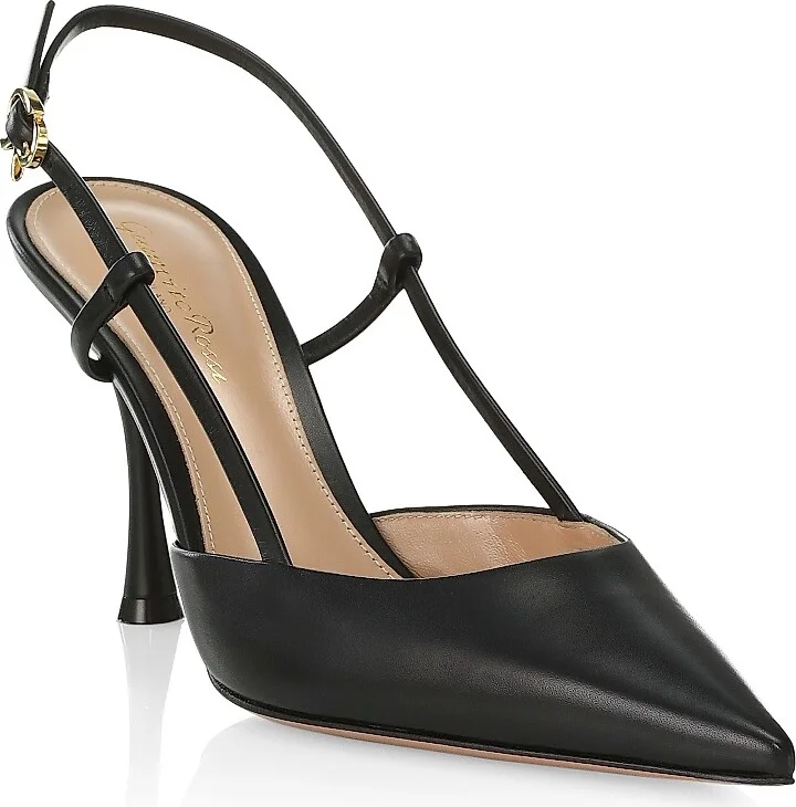 Women's 85MM Leather Slingback Pumps - Black - Size 5 - Image 2