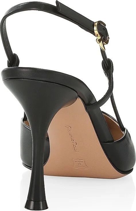 Women's 85MM Leather Slingback Pumps - Black - Size 5 - Image 3