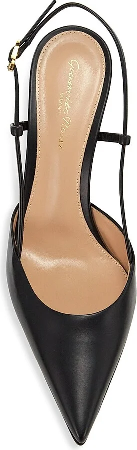 Women's 85MM Leather Slingback Pumps - Black - Size 5 - Image 5