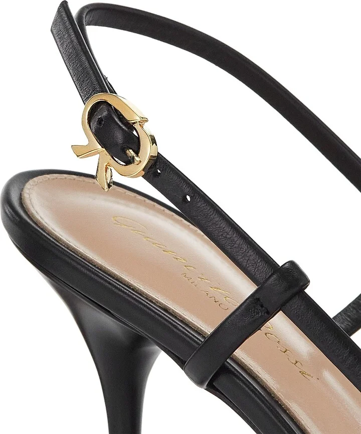 Women's 85MM Leather Slingback Pumps - Black - Size 5 - Image 6